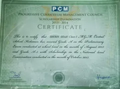 PCM Scholarship — Certificate
